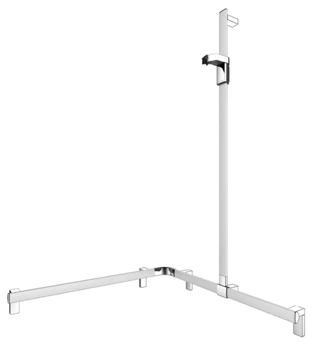 Duschhandlauf von Keuco mit senkrechter Haltestange und horizontalen Streben, in klarer Aluminium-Oberfläche, zur Montage in Badezimmern geeignet.